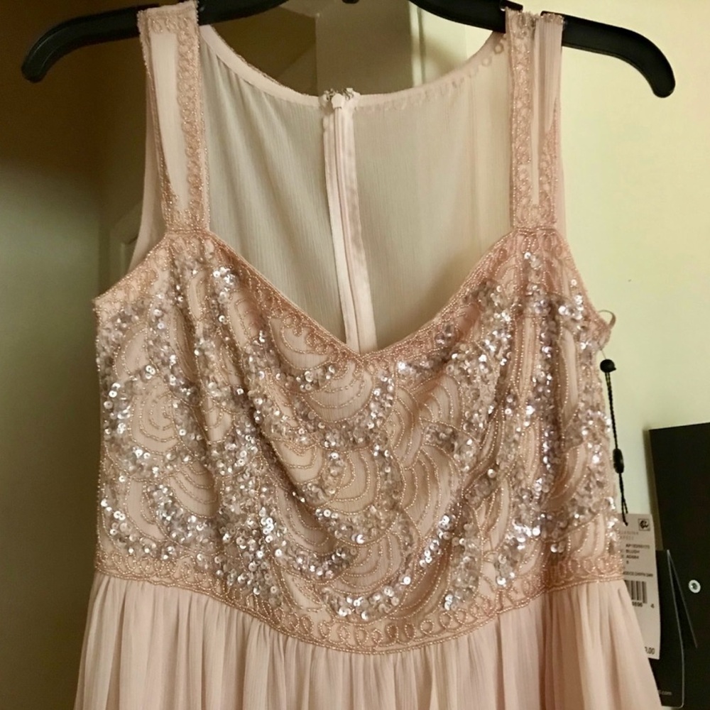 Adrianna Papell Blush Bodice Chiffon Gown Size 6 - Picture 5 of 8